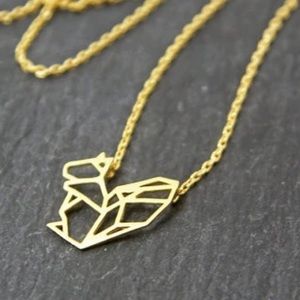 Beautiful Gold Plated Squirrel Origami Necklace